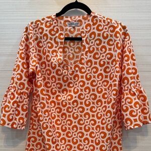 Buckhead Betties Orange and White Dress Size Medium